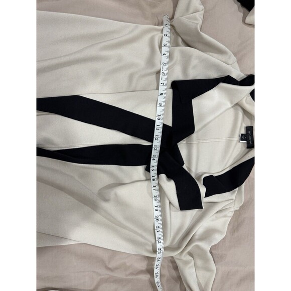 St. John Womens Size M Open Front Cardigan Coat Wool Draped Striped Long Jacket - Picture 6 of 6